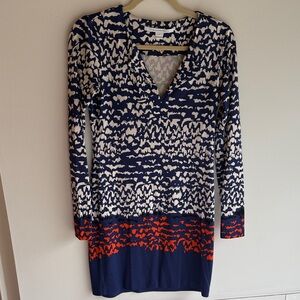 Diane Von Furstenberg Navy and White Mini Dress
